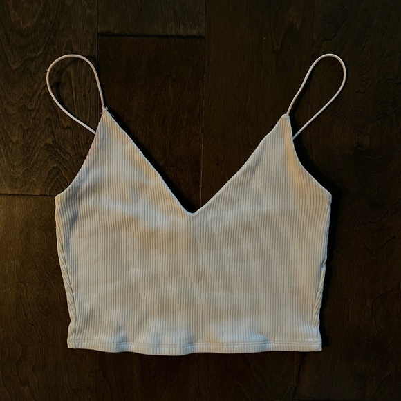 White Ribbed Cropped Tank Top - Picture 5 of 8